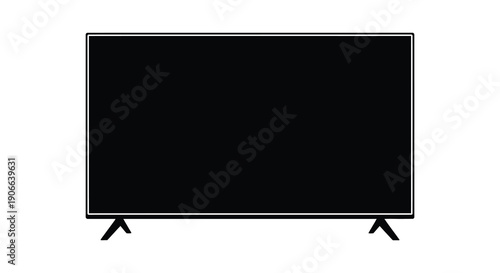 A minimalist depiction of a modern flat screen television with simple legs presented as a stark silhouette high quality professional detailed elegant
