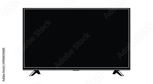 A stark image of a modern flat screen television completely black resting on small legs a striking silhouette high quality