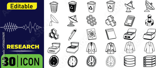 Research including satellite dish brain and lab coat