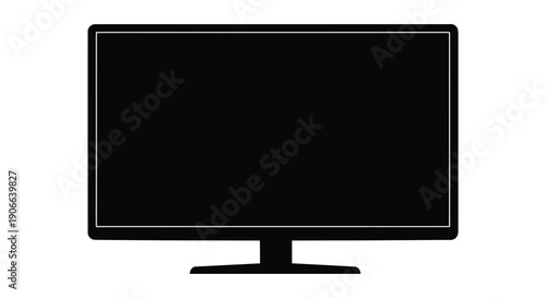 A flat screen television with a black frame is displayed against a white background a bold silhouette high quality professional detailed