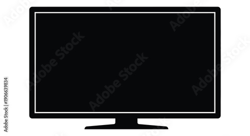 A modern flat screen television with a black frame is displayed against a white background presented as a silhouette high quality