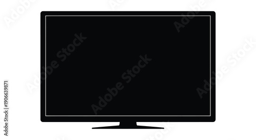 A modern flat screen television is displayed against a white background showcasing a stark black silhouette high quality professional detailed elegant