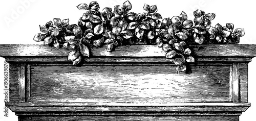 Intricate architectural facade with botanical relief design for vintage decorative use