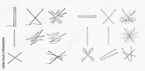 Chopsticks etiquette hand drawn doodle set with various positions and gestures.