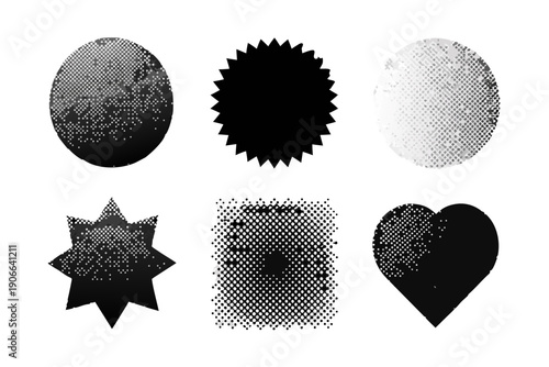 Abstract digital art featuring dotted shapes on a black background