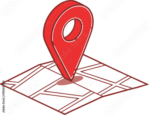 Vector isolated red location pin marker on transparent background