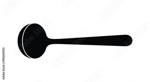 A stark black silhouette of a simple spoon rests on a clean white background emphasizing form and shape silhouette high quality