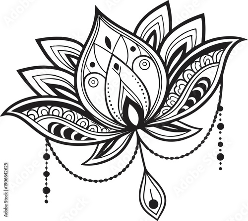 Vector isolated on transparent bg elegant lotus flower mandala design