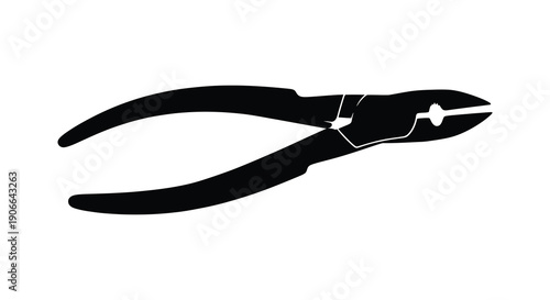 A stark black silhouette of diagonal pliers showcasing the tool s form and functionality with sharp definition silhouette high quality professional detailed