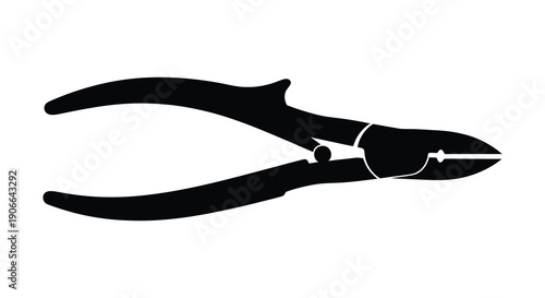 A stark black silhouette of a pair of cutting pliers showcasing a tool commonly used in craftwork and repair silhouette
