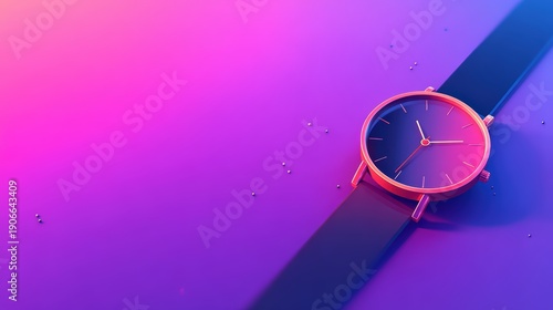 A vibrant, modern watch rests on a colorful background, showcasing a sleek design and minimalist features.