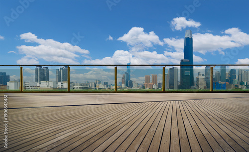 Kuala lumpur city skyline from rooftop deck