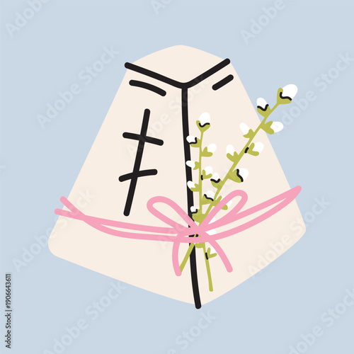 Festive cake for Easter holiday. Spring Christian holiday vector illustration isolated