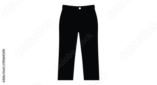 A stark black silhouette depicting a pair of classic denim jeans against a plain white background silhouette high quality professional detailed