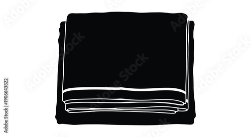 A stark black silhouette of neatly folded fabric suggests a garment or textile creating a minimalist composition silhouette high quality professional