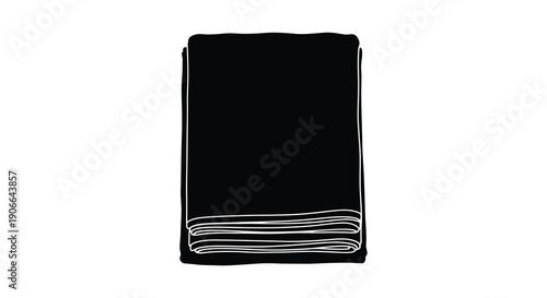 A stark black object resembling stacked papers or books is presented against a pure white background a striking silhouette high quality
