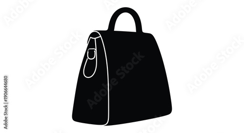 A sleek black handbag is elegantly displayed against a white backdrop showcasing its classic shape and design silhouette high quality professional