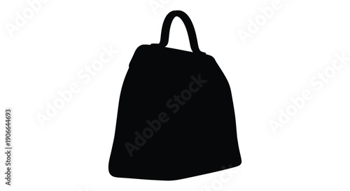 A stark black silhouette depicts a simple tote bag against a white background emphasizing its form and shape silhouette high quality