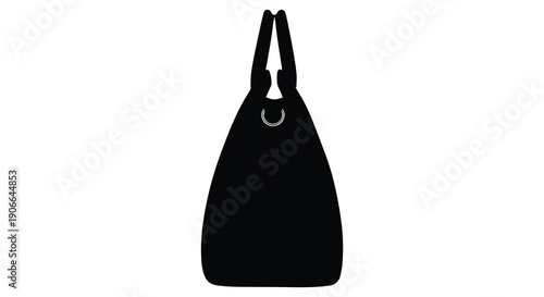 A minimalist depiction of a black handbag against a white background showcasing its simple form and design silhouette high quality professional