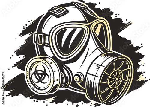 Vector isolated on transparent bg gas mask for safety and protection illustration