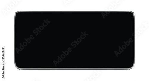 A completely black rectangular screen is displayed showcasing a modern smartphone with a dark minimalist aesthetic silhouette high quality professional detailed