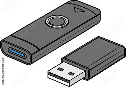 Vector isolated USB flash drives on transparent background