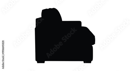 A stark black silhouette of a comfortable oversized armchair with plush cushions and rounded arms silhouette high quality professional detailed modern