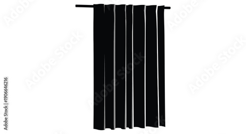 A stark black curtain hangs against a white background creating a dramatic and simple visual effect silhouette high quality professional detailed