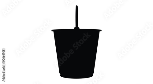 A stark black silhouette of a disposable plastic cup with a straw isolated on a white background silhouette high quality professional