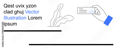 Identity verification, personal information sharing, business identity, minimalistic design, digital profiles, card documentation. A hand holding an ID card near abstract plant artwork. Identity