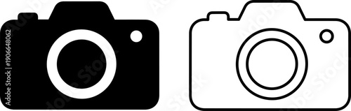 Modern camera icons in black and white for design projects