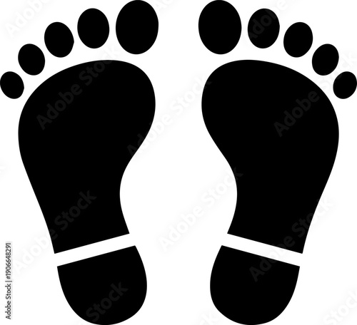 Pair of black footprints on white background