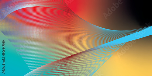 Colorful abstract shape background with teal azure red yellow tones and noisy texture