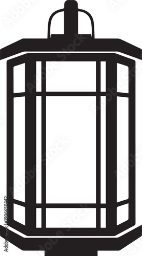 Traditional Garden Lantern Silhouette, Asian Style Outdoor Lighting Vector