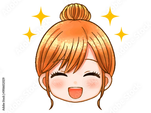 かわいい主婦のちびキャラ顔アイコンのイラスト素材2