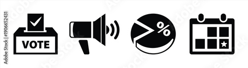 Voting Campaign Announcement and Event Icons Set