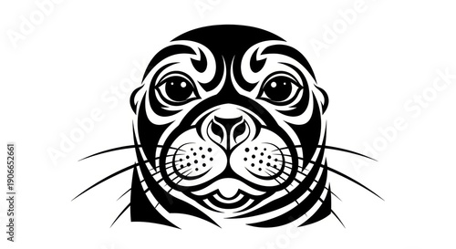 Black and White Seal Illustration Design.