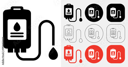 Collection of Blood Bag Icon for Healthcare
