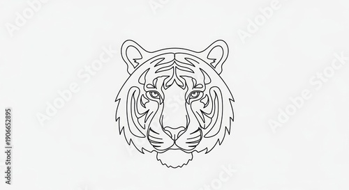 Black and White Tiger Head Illustration.