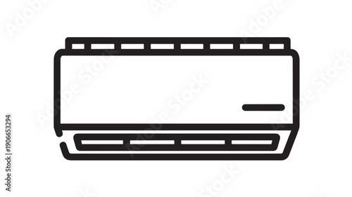 Air conditioner icon with modern design and simple lines, vector illustration featuring black, white, appliance with cooling and heating elements for home, office projects, clean composition on