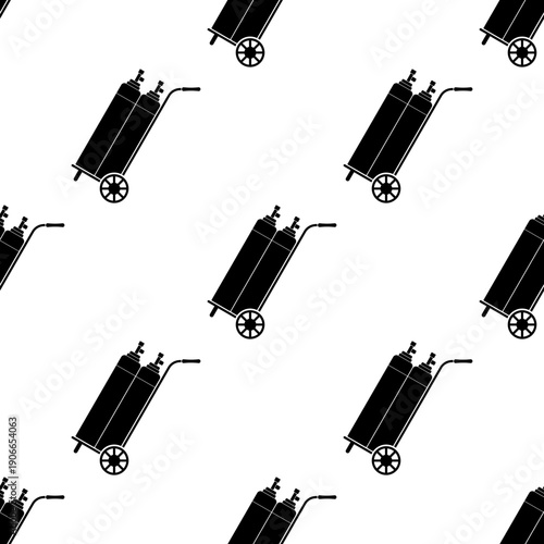 Oxygen Cylinder Icon Seamless Pattern, Liquid, Gas, O2 Storage Cylinder, Oxygen Tank, Oxygen Storage Vessel, Medical Breathing Oxygen