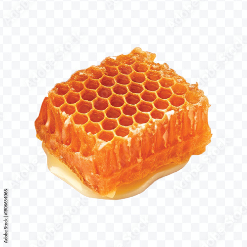 realistic four stacked honeycomb pieces with dripping honey in different style isolated on transparent background