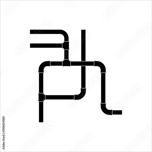 Pipe Icon, Plumbing Work, Gas,, Air, Water, Oil, Liquid Pipeline