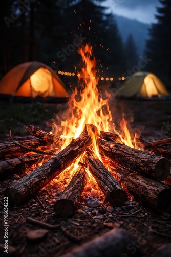 photo of a campfire in a campsite