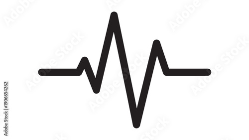 Heartbeat line icon with black modern design and flat style for medical use featuring heart rate, pulse, health monitor with cardiogram and simple graphics elements for healthcare, cardiology