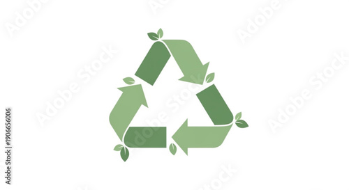 Green recycling symbol with leaves on white background eco friendly concept illustration