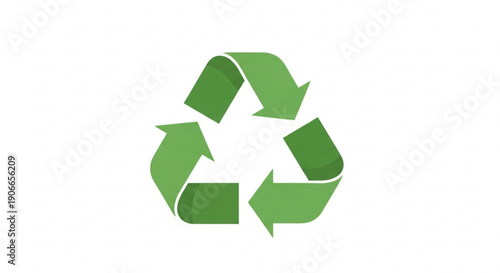 Green recycling symbol on white background for eco friendly concepts