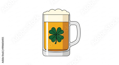A glass of beer with a four leaf clover on st patrick's day