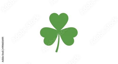 Lucky green four leaf clover on white background symbolizing good fortune