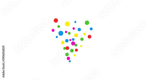 Colorful polka dots in a creative abstract art design on white background